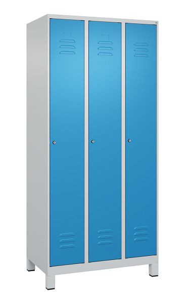 C+P luierkastje Classic PLUS met middenwand, voeten, 3 vakken, 1950x900x500mm, 7035/5012, cilindersloten, 080010-30F S10019