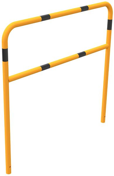 Schake buisbeugel van geel/zwarte stalen buis met dwarsbalk voor inzetting in beton, totale breedte: 1500 mm, totale hoogte: 1400 mm, stalen buis Ø 48 mm, 448_33BG