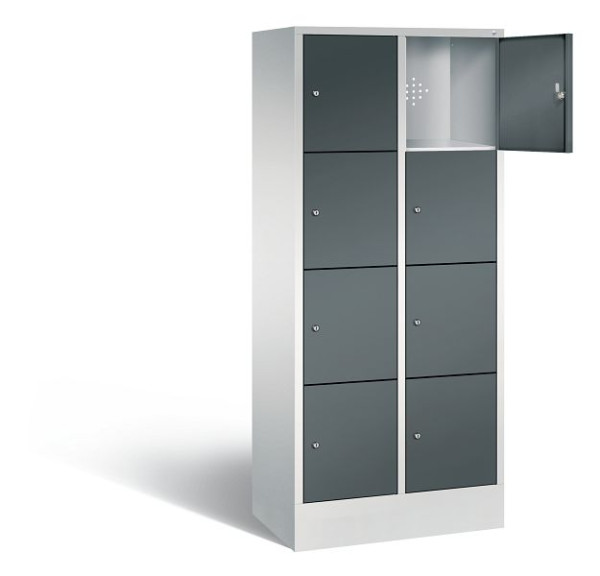 C+P Stahl-Ladeschrank Evolo, 8 Fächer, H1800xB810xT500 mm, Lichtgrau/Anthrazit, 48020-220404EB S10017