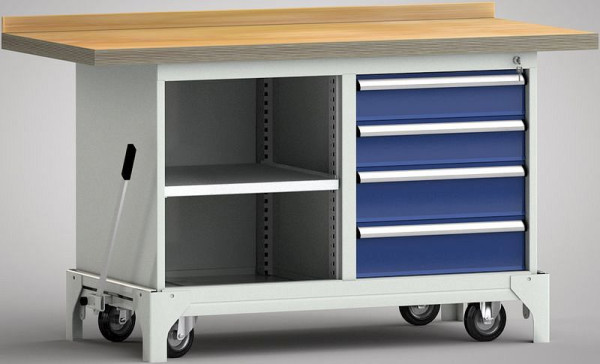 KLW mobiele professionele werkbank - 1500 x 700 x 866 mm L x B x H, WS782N-1500M40-E7032