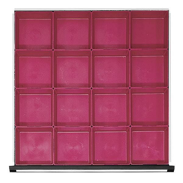 ANKE dozen met kleine onderdelen; voor lade 600 x 600 mm (BxD); 16 stuks á x 150 x 150 mm