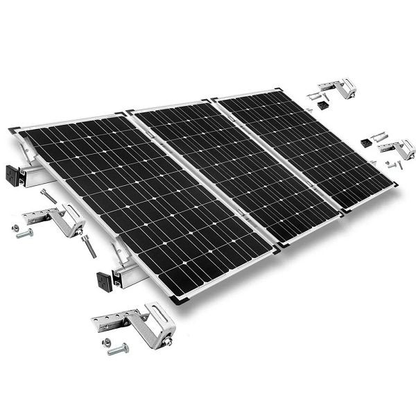 Offgridtec montageset met dakhaken, 3-voudig verstelbaar (voor dakpannen) voor montage op schuin dak, 3 zonnepanelen, framehoogte 30mm, 8-01-013775-005