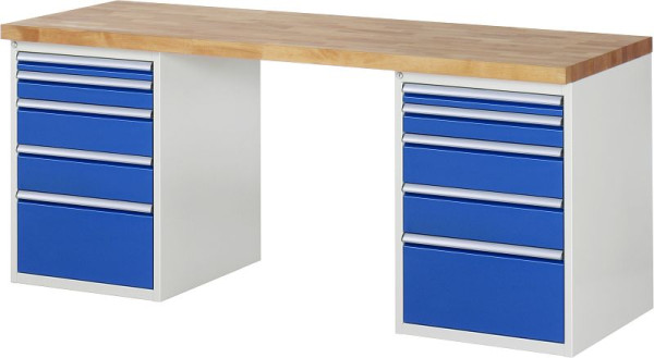 RAU werkbank serie 7000 - modulair ontwerp, 10 x laden, 2000x840x700 mm, 03-7511A3-207B4S.11