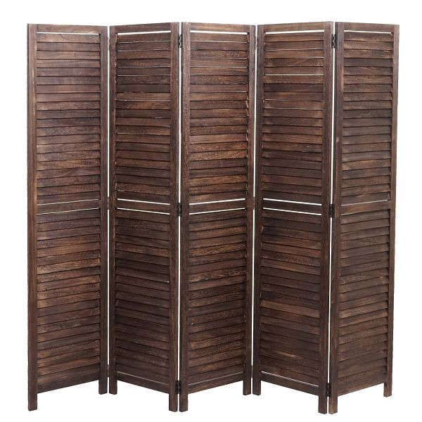 Mendler Paravent HWC-C30, scheidingswand privacyscherm, shabby look vintage, 170x205cm, bruin, 62639