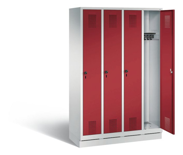 C+P garderobe Evolo, H1800xW1190xD500mm, kleur: lichtgrijs/robijnrood, 48020-40 S10052