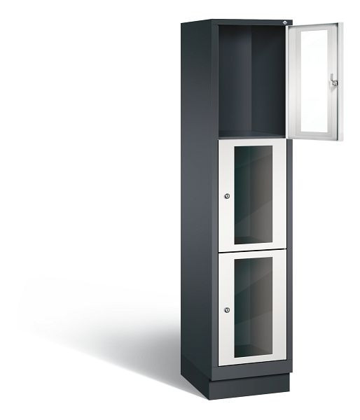 C+P lockerkast Classic, H1800xB420xD500mm, kleur: zwartgrijs/lichtgrijs, 8020A123 S10013