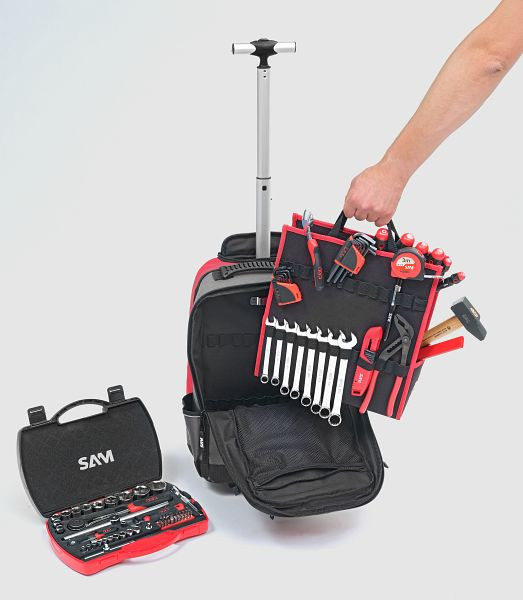 SAM stoffen rugzak en trolley 40 liter met 100 gereedschappen, CP-100-BAG5N