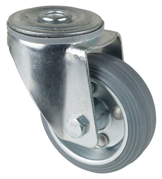 BS-rollen transportrol, wielbreedte 26 mm, wiel-Ø 80 mm, draagvermogen 50 kg, grijs rubberen loopvlak, rollager, VE = 4 stuks, L101.B56.080