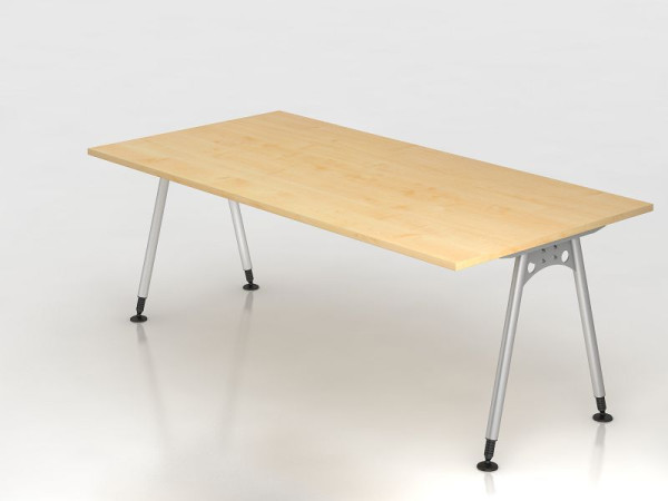 Hammerbacher bureau A-poot 200x100cm esdoorn, rechthoekige vorm, VAS2E/3/S