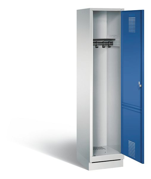 C+P garderobe Evolo, H1800xB420xD500mm, kleur: lichtgrijs / gentiaanblauw, 48020-12 S10020
