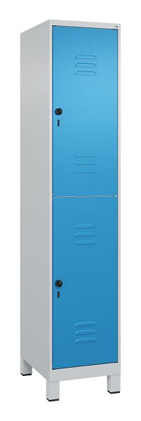 C+P Doppelstöckiger Spind Classic PLUS, Füße, 1950x400x500mm, 7035/5012, 080310-12 S10004