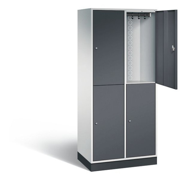 C+P locker dubbellaags XL Intro, H1950xW820xD490mm, kleur: lichtgrijs / zwartgrijs, 8270-202 S10046