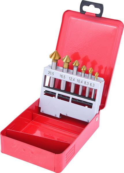 KS Tools HSS TiN kegelontbraamverzinkborenset, plaatstaalcassette 6-delig, 336.0426