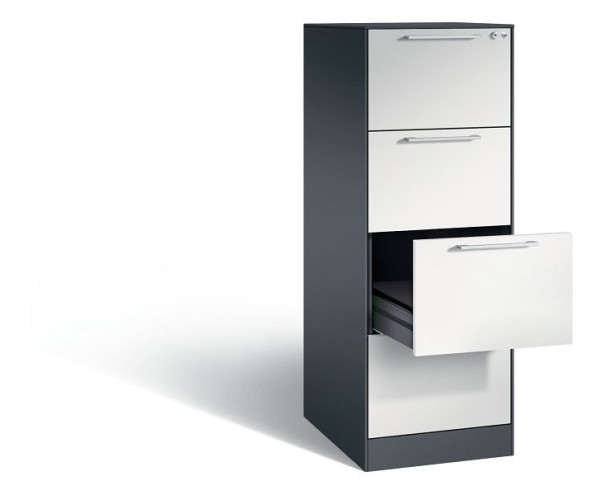 C+P archiefkast Asisto, H1310xB440xD600mm, kleur: zwartgrijs/lichtgrijs, beugelgreep, 146 225-421 S10036