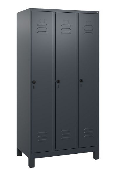 C+P luierkluis Classic PLUS met middenwand, voeten, 3 vakken, 1800x900x500mm, 7016/7016, veiligheidsdraaigrendel, 0800107-30F S10012