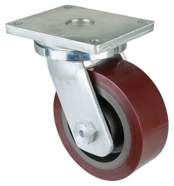 BS-wielen Zwaarlastwiel, wielbreedte 100 mm, wiel-Ø 250 mm, draagvermogen 2200 kg, gegoten polyurethaan 95 Shore A, gegoten wiellichaam, kogellagers, RR100.C10.253