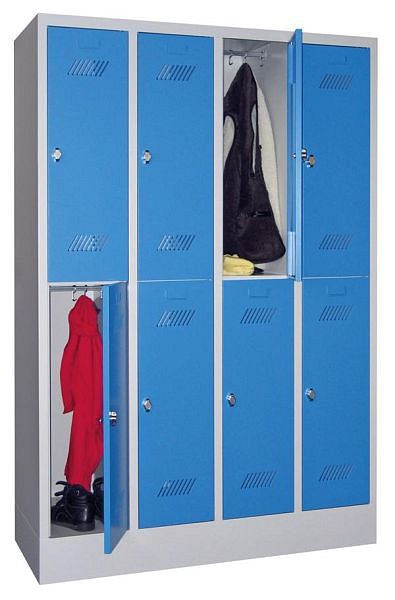 Pavoy Kleider-Schließfachschrank mit Sockel 1850/500/1200, 4b x 2h, Zylinderschloss, Abteilbreite 300, 60260-423-431-910
