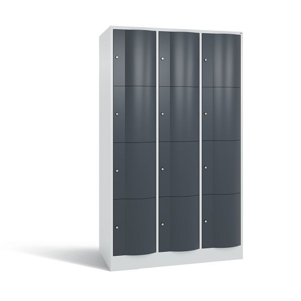 C+P XL-Schließfachschrank Resisto, 12 Fächer, H1950B1148T640 mm, Grau/Anthrazit, 8470-373 S10063