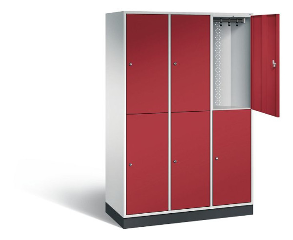 C+P locker, dubbellaags XL Intro, H1950xW1220xD490mm, kleur: lichtgrijs / gentiaanblauw, 8270-302 S10060