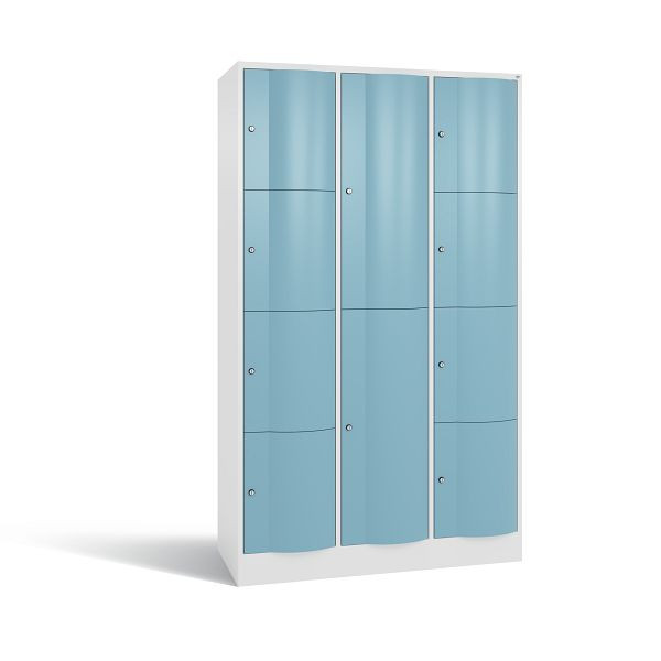 C+P Schließfachschrank Resisto, 10 Fächer, H1950xB1148xT540 mm, Weiß/Horizontblau, 8070-3723 S10044