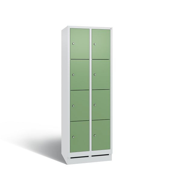 C+P lockerkast Evolo, 8 vakken, H1800B610D500 mm, lichtgrijs/resedagroen, 48020-204 S10275