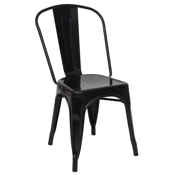 Mendler stoel HWC-A73, bistrostoel, stapelbaar, metaal industrieel design stapelbaar, zwart, 57901