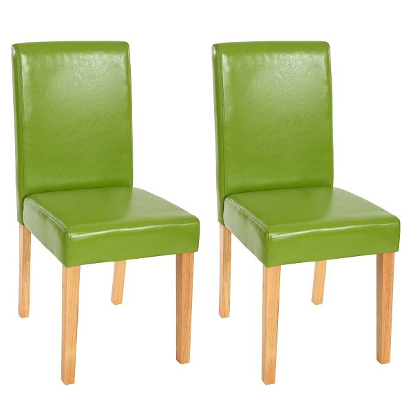Mendler, set van 2, eetkamerstoel, keukenstoel, Littau, imitatieleer, groen, lichtkleurige poten, 33686