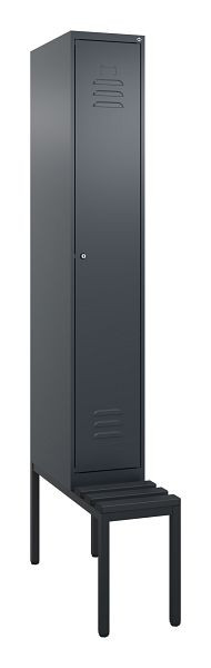 C+P luierkastje Classic PLUS met middenwand, bank, 2120x300x815mm, 7016/7016, cilinderslot, 0800507-10F S10027