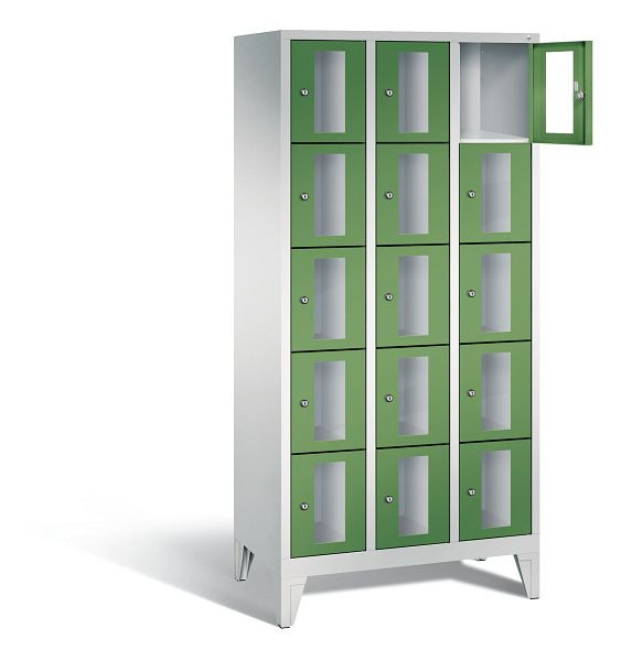 C+P lockerkast Classic, H1850xB900xD500mm, kleur: lichtgrijs / reseda groen, 8010A305 S10004