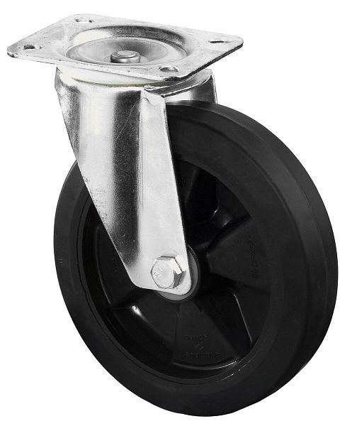 BS rollen transportrol, wielbreedte 45 mm, wiel-Ø 125 mm, draagvermogen 150 kg, zwarte elastische banden, kunststof wiellichaam, rollager, LS400.B60.125