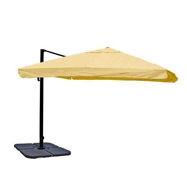 Mendler verkeerslichtparaplu HWC-A96, gastronomie, 3x3m (Ø4,24m) polyester aluminium/staal 23kg, klep, creme met standaard, 134185+31831