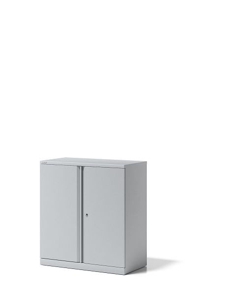 Bisley Essentials draaideurkast, met 1 plank voor 2 ordnerhoogtes, lichtgrijs, YECB09101S645