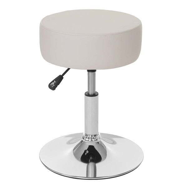 Mendler set van 2 krukken HWC-C22, kruk make-up kruk, in hoogte verstelbaar Ø 35cm, imitatieleer, creme, 61190