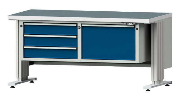ANKE werkbanken werktafel LIFT met onderstel breed, model 803 VL, 1500 x 800 x 740-1140 mm, RAL 7035/5010, UBP 40 mm, 405.508