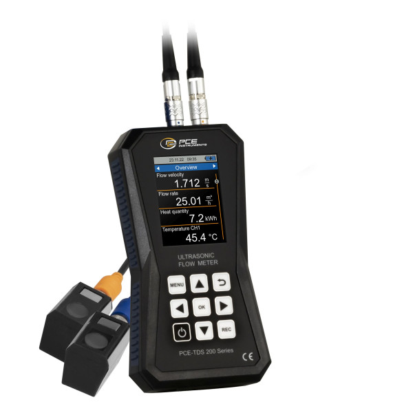 PCE Instruments Ultrasone flowmeter, sensoren voor buismaat: 20-108 mm, resolutie: 0,001 m/s, PCE-TDS 200 S