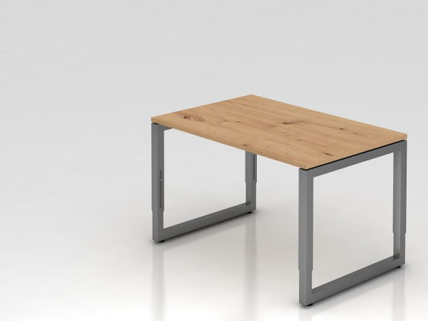 Hammerbacher bureau RS12, 120 x 80 cm, blad: knoestig eiken, 25 mm dik, 2 mm ABS rand, rechthoekige vorm met zwevend tafelblad, VRS12/R/G