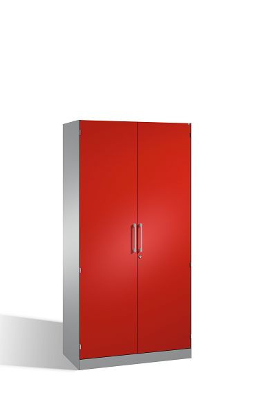 C+P vleugeldeurkast Asisto, H1980xB1000xD435mm, kleur: wit aluminium/robijnrood, beugelgreep, 5 niveaus, 141002-000 S10271