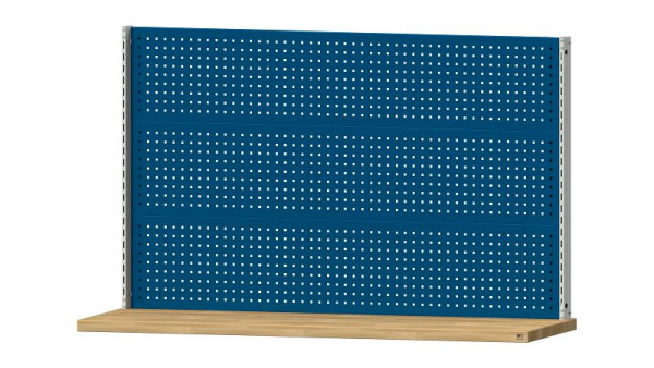 ANKE werkbanken basisstructuur systeemopbouw, 1980 x 107 x 1200 mm, RAL 7035/5010, 3 x geperforeerde wandhoogte 400 mm, 340.352