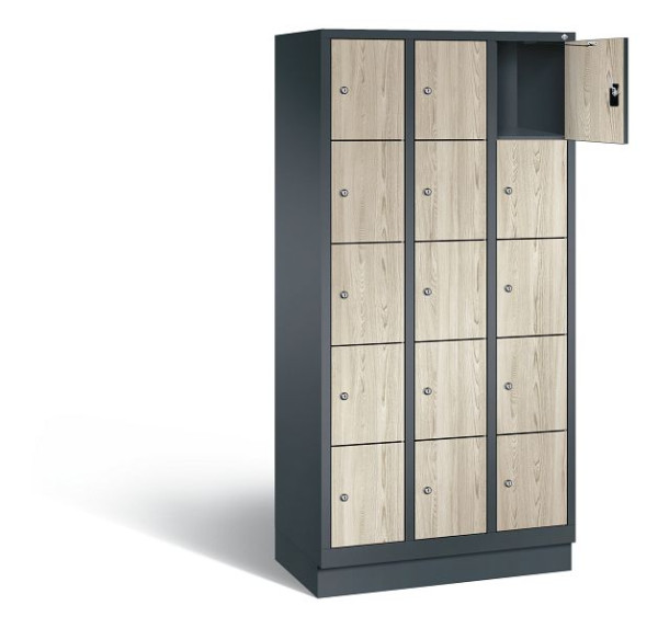 C+P lockerkast Evolo, H1800xB900xD500mm, kleur: antracietgrijs / Sen ash decor, 48020-305 S10262