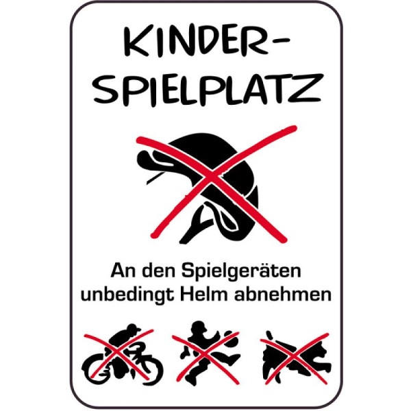 Steen HGS speeltuinbord, KINDERSPEELPLAATS - Bij gebruik van speeltoestel altijd helm afzetten, 400 x 600 mm, 14860