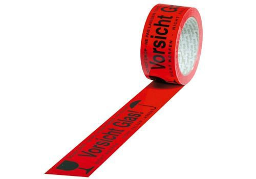 DENIOS waarschuwingstape, PVC, opdruk waarschuwingsglas, in signaalrood, 50 mm breed x 66 m, verpakking: 12 rollen, 299579