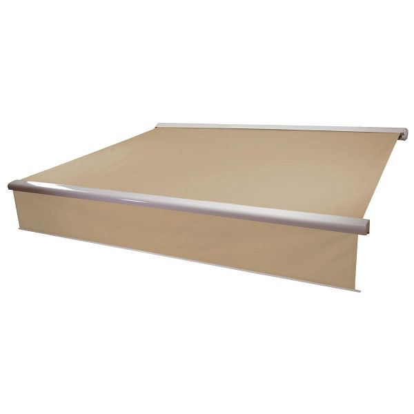 Mendler elektrische full cassette luifel T124, 4x3m uitschuifbare volant, polyester creme, 37857+34295+35606
