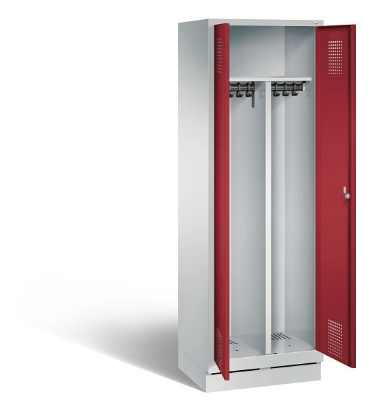 C+P zwart wit kastje Evolo, H1800xW610xD500mm, kleur: lichtgrijs/robijnrood, 48022-20 S10221