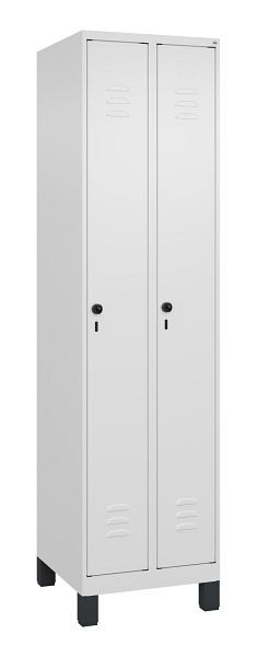 C+P Umkleidespind Classic PLUS, Füße, 2 Abteile, 1950x500x500mm, 9016/9016, Drehriegel, 080010-29 S10014