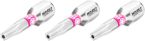 Hazet bit, massieve zeskant 6,3 (1/4 inch), Tamper Resistant TORX® profiel, T15H, aantal gereedschappen: 3, 2223N-T15H/3