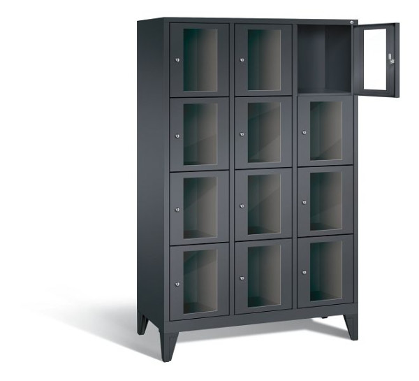 C+P lockerkast Classic, H1850xB1200xD500mm, kleur: zwart-grijs, 8010A324 S10017
