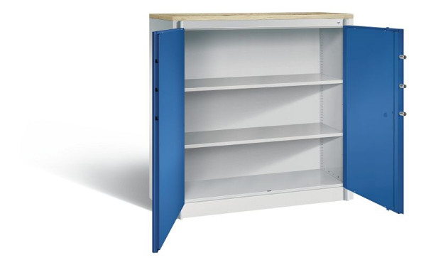 C+P brandwerende kast Certos, H1226xB1200xD500mm, kleur: lichtgrijs / gentiaanblauw, handgreep, 3 niveaus, 1181-00 S10561