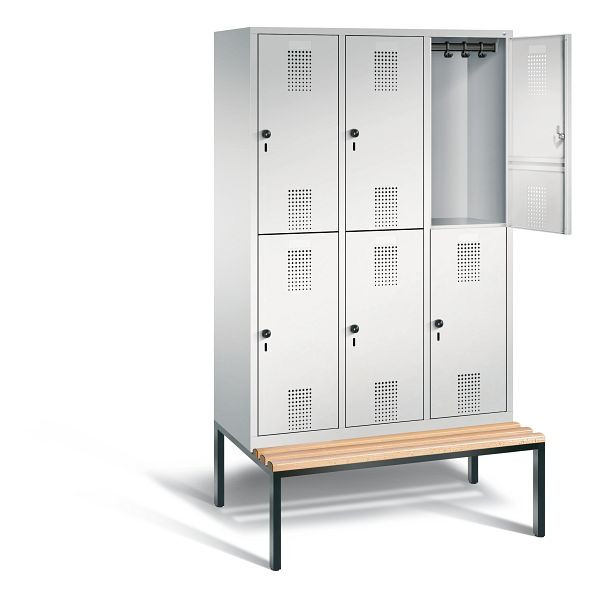 C+P locker dubbellaags Evolo, H2090xB1200xD815mm, kleur: lichtgrijs, 48350-32 S10006