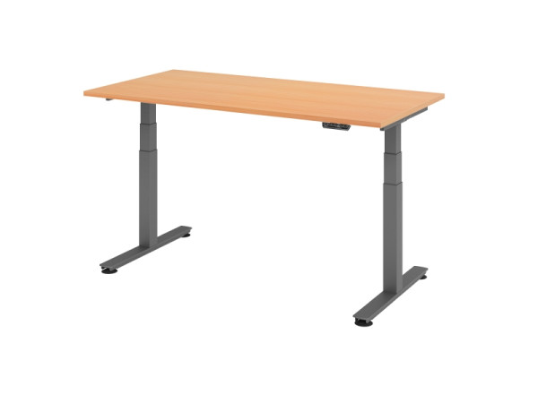 Hammerbacher elektrisch zit-sta bureau 160x80cm beuken, werkhoogte 63,5-128,5 cm, VXDSM16/6/G