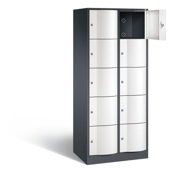C+P lockerkast Resisto, H1950xB772xD540mm, kleur: zwartgrijs / verkeerswit, 8570-272 S10603